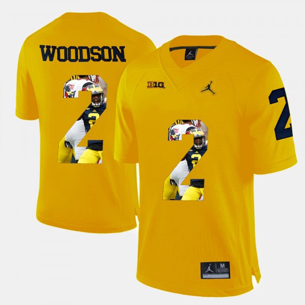 Michigan #2 Mens Charles Woodson Jersey Yellow Player Pictorial NCAA